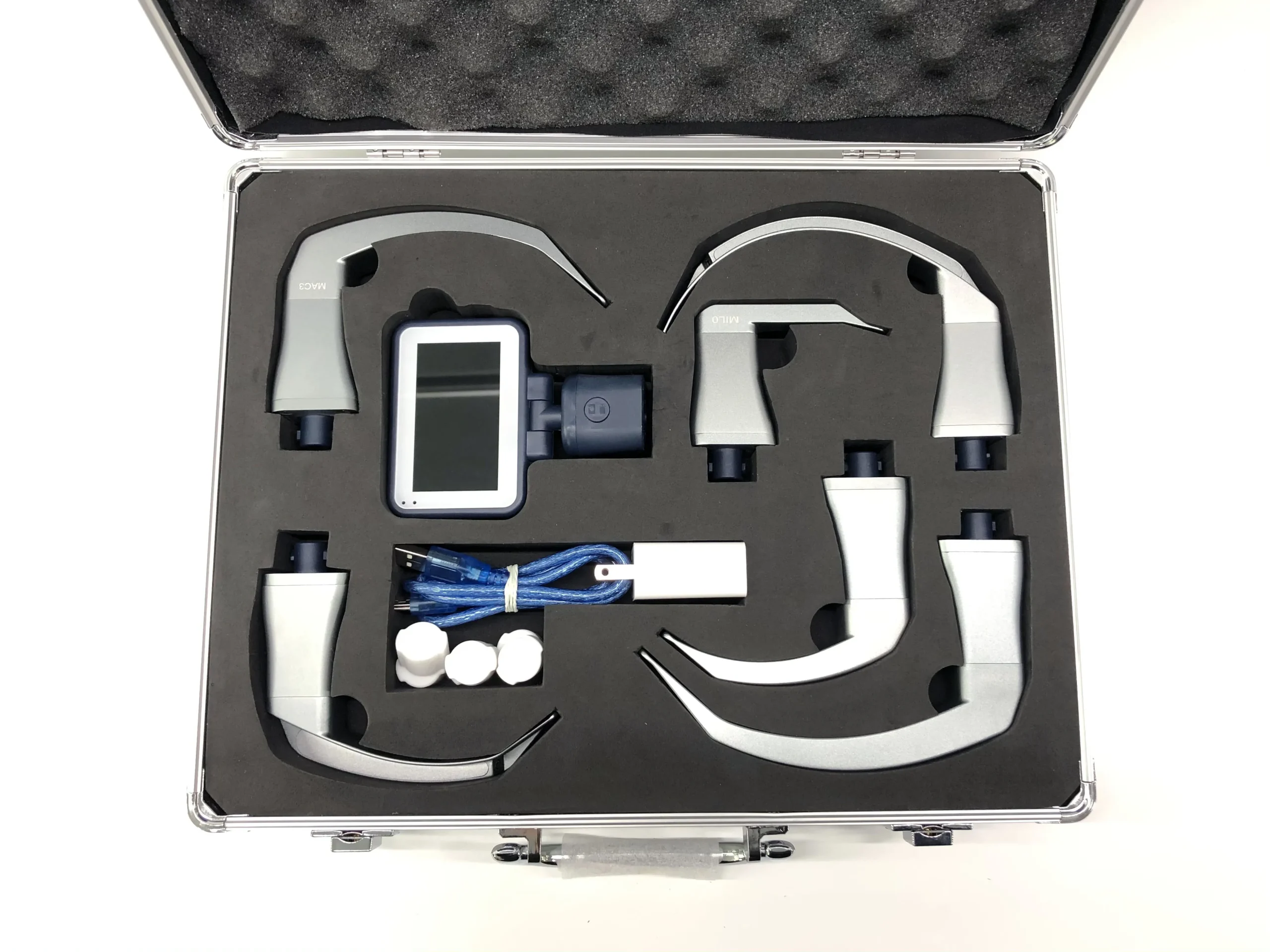 Portable Video Laryngoscope Set with 3-Inch Screen and Disposable/Reusable Options for Emergency Use